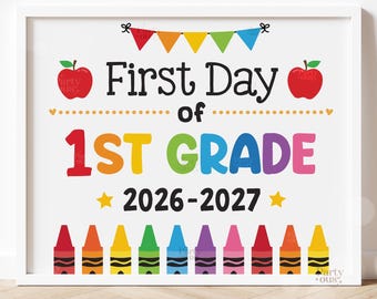 Placa de Volta às Aulas, Placa para o Primeiro Dia de Aula, Placa para Imprimir, Placas para o Primeiro Dia do 1º Ano, Adereço para Fotos Escolares, Crianças, Professores, Download Digital Instantâneo
