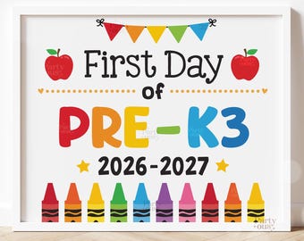 Placa de Volta às Aulas, Primeiro Dia de Aula, Imprimível, Placas para o Primeiro Dia da Pré-Escola, Adereço para Fotos Escolares, Crianças, Professores da Pré-Escola, Download Digital Instantâneo