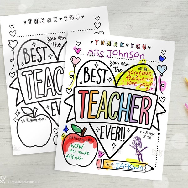 Leraarwaardering Afdrukbare Leraarwaardering Week Cadeau Bedankt Leraargeschenken Kleurplaten Schoolkinderen Instant Digitale Download