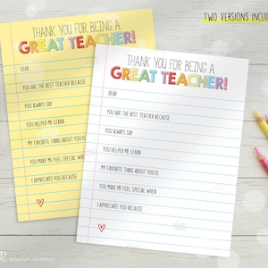 Teacher Appreciation Week Printable Teacher Appreciation Gift Thank You Teacher Gifts Letter Printable Template Instant Digital Download 2