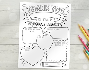 Teacher Appreciation Printable Teacher Appreciation Week Gift Thank You Teacher Gifts Coloring Pages School Kids Instant Digital Download