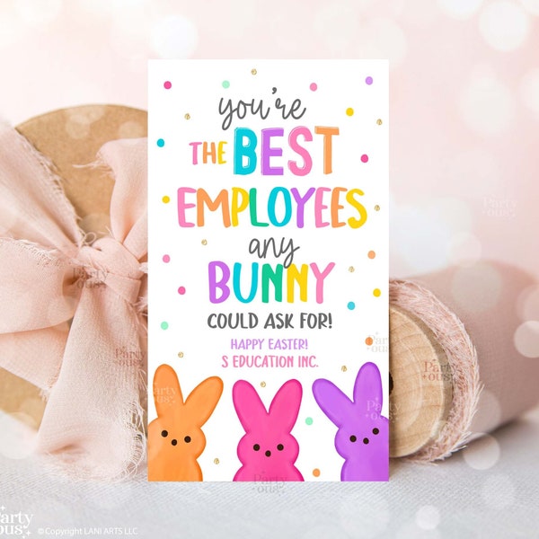 Editable Easter Gift Tags The Best Employees Bunny Easter Basket Tag Employee Appreciation Printable Label Template Instant Digital Download