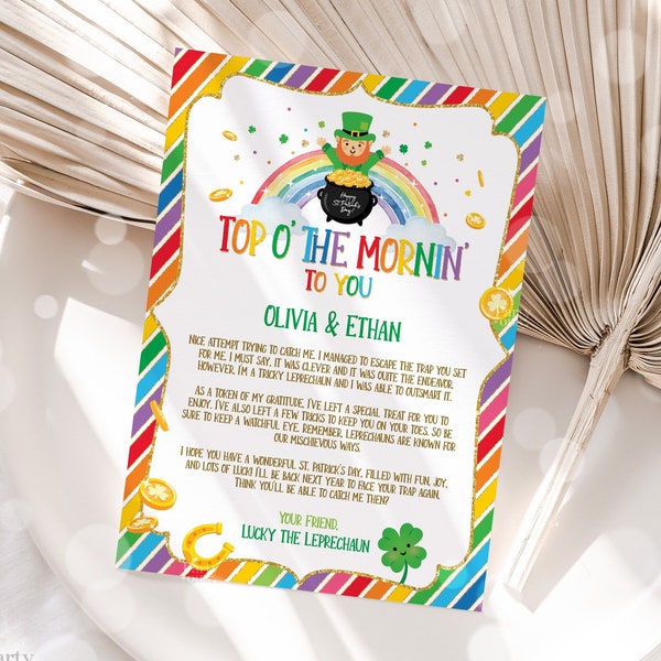 Editable Leprechaun Letter Kids St. Patrick's Day Leprechaun Trap Irish St Patricks Day Game Printable Template Instant Digital Download