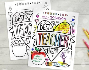 Apprezzamento per gli insegnanti Stampabile Regalo della settimana di apprezzamento per gli insegnanti Grazie Regali per gli insegnanti Disegni da colorare per bambini della scuola Download digitale istantaneo