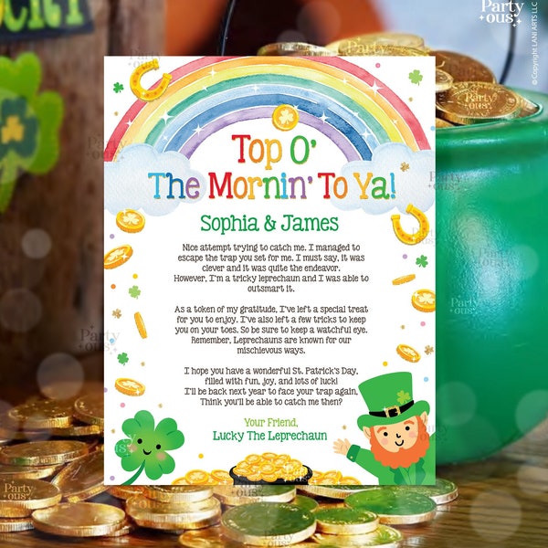 Editable Leprechaun Letter Kids St. Patrick's Day Leprechaun Trap Irish St Patricks Day Game Printable Template Instant Digital Download