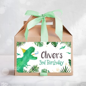Editable Dinosaur Gable Box Labels Dinosaur Birthday Dino Party Jurassic Favors Gift Box Printable Label Template Instant Digital Download