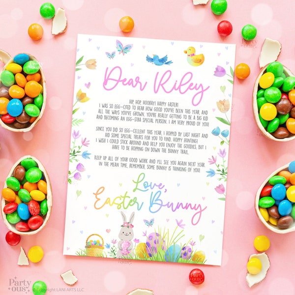 Editable Easter Bunny Letter Easter Basket Gift Kids Games From The Desk of The Easter Bunny Printable Template Instant Digital Download