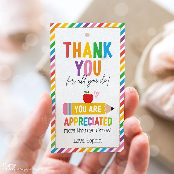 Editable Teacher Appreciation Week Gift Tags Thank You Teacher Gift Tag School Party Favor Printable Label Template Instant Digital Download