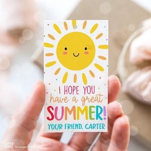 Étiquette modifiable pour le dernier jour d'école Étiquettes-cadeaux de fin d'année pour enseignant Modèle d'étiquette imprimable pour cadeau de fête grand soleil d'été Téléchargement numérique instantané