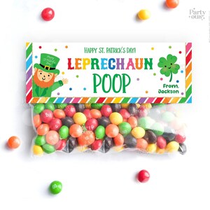 Editable St. Patrick's Day Bag Toppers Leprechaun Poop Treat Appreciation Gift Tags School Printable Label Template Instant Digital Download