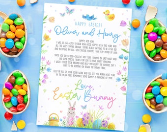Bearbeitbarer Osterhasenbrief Ostern Korb Geschenk Bruder Kinder vom Schreibtisch des Osterhasen Druckbare Vorlage Sofortiger digitaler Download