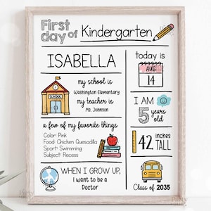 Letrero editable de regreso a clases, letrero del primer día de clases, plantilla de letreros personalizados reutilizables imprimibles, para niños, maestros, descarga digital instantánea