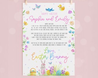 Bearbeitbarer Osterhasenbrief Ostern Korb Geschenk Schwester Kinder vom Schreibtisch des Osterhasen Druckbare Vorlage Sofortiger digitaler Download