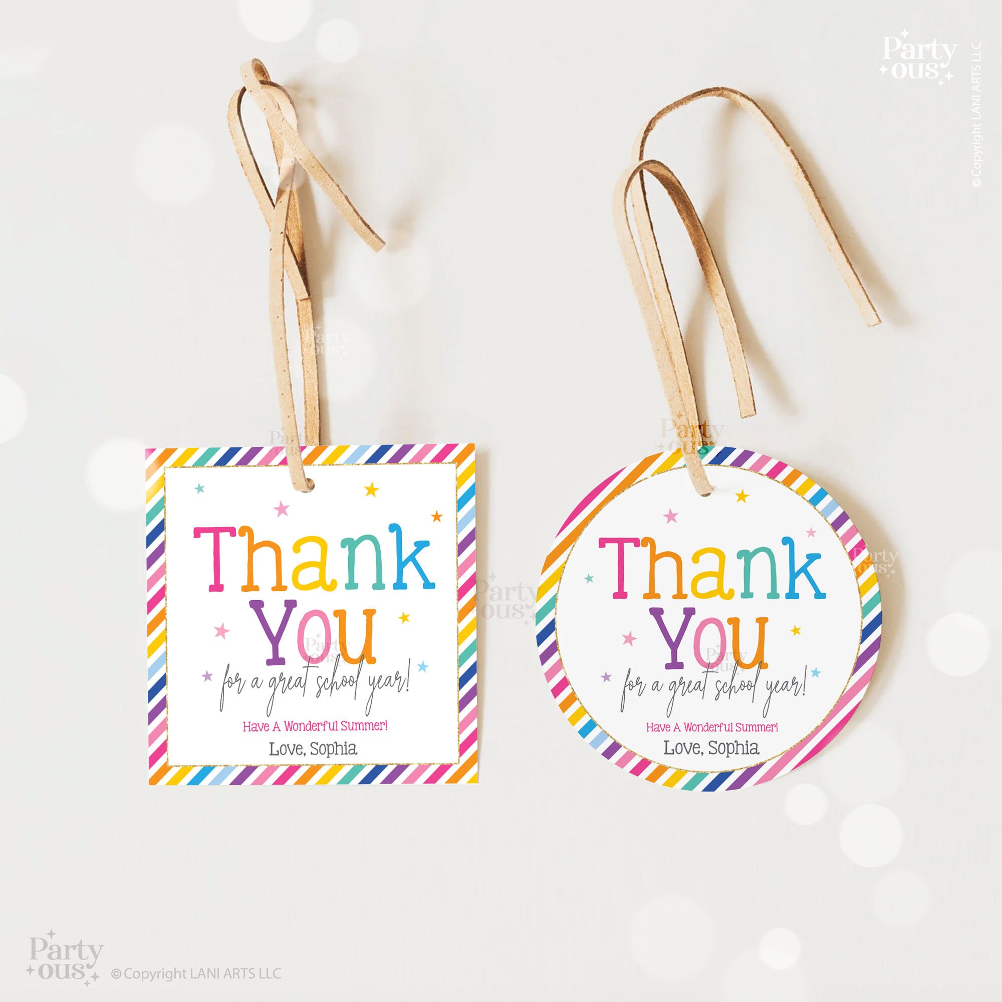 Editable Last Day of School Tag Thank You End of Year Teacher Gift Tags ...