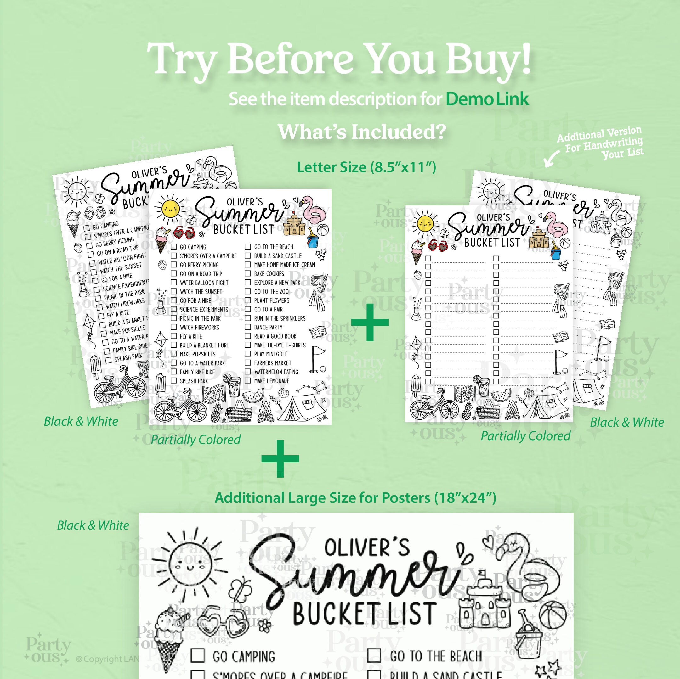 Editable Summer Bucket List Summer Fun Family Checklist Custom to Do ...