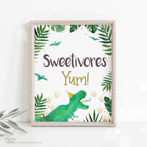 Dinosaur Sweetivores Sign Dino Party Birthday Party Sign Instant Digital Download Jurassic T Rex Printable Food Sweets Desert Table Sign