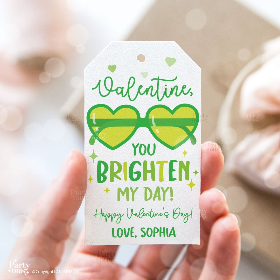 Editable Heart Sunglasses Valentines Day Gift Tag Valentine Tags Class ...