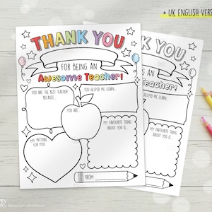 Teacher Appreciation Printable Teacher Appreciation Week Gift Thank You Teacher Gifts Coloring Pages School Kids Instant Digital Download image 2