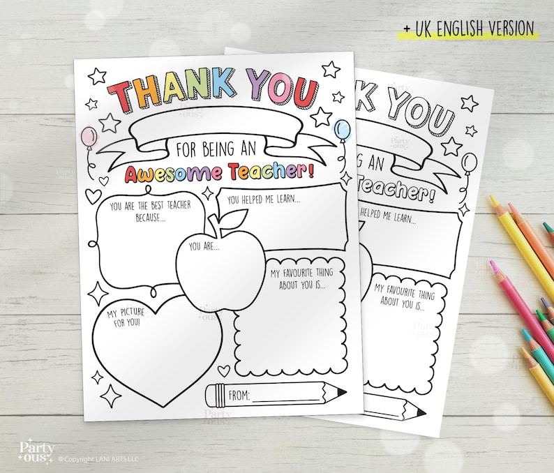 Teacher Appreciation Printable Teacher Appreciation Week Gift Thank You Teacher Gifts Coloring Pages School Kids Instant Digital Download image 2