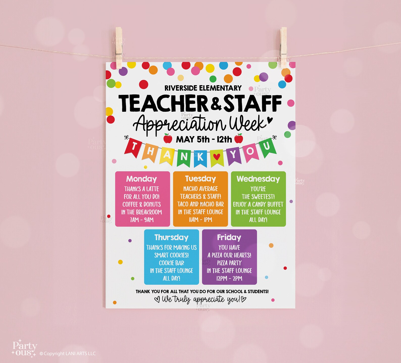 Editable Teacher Appreciation Week Itinerary Poster Teachers Staff ...