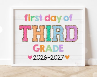 Back to School Sign First Day of School Sign Printable First Day of 3rd Grade Signs School Photo Prop Kids Teacher Instant Digital Download