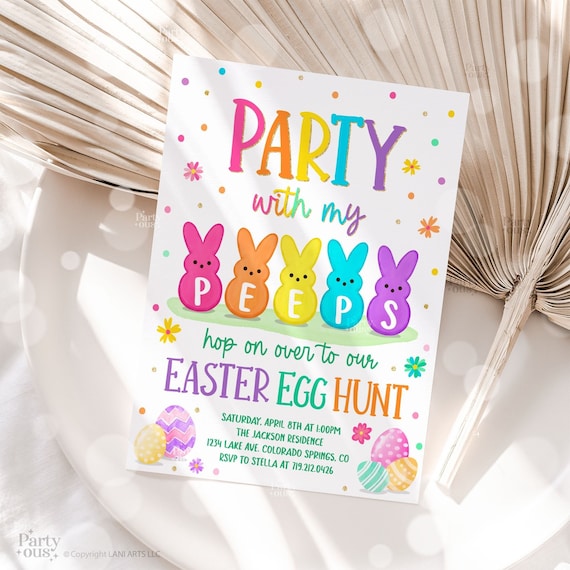 Editable Easter Egg Hunt Invitation Party With My Peeps Hop On Over Spring Easter Bunny Printable Invite Template Instant Digital Download