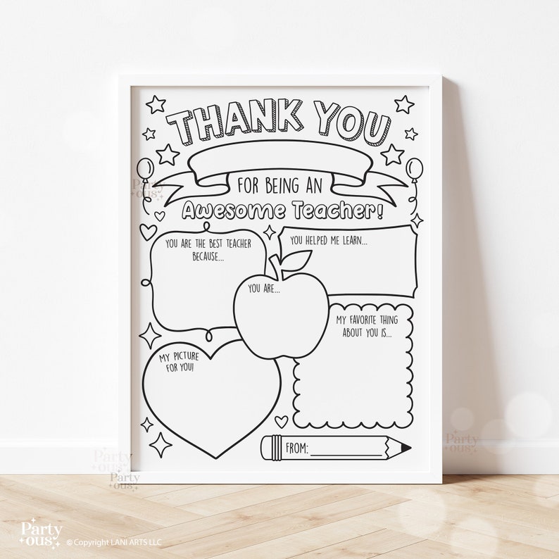 Teacher Appreciation Printable Teacher Appreciation Week Gift Thank You Teacher Gifts Coloring Pages School Kids Instant Digital Download image 8