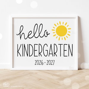 First Day of Kindergarten Sign Hello Kindergarten Back to School Sign Printable Signs School Photo Prop Teacher Instant Digital Download