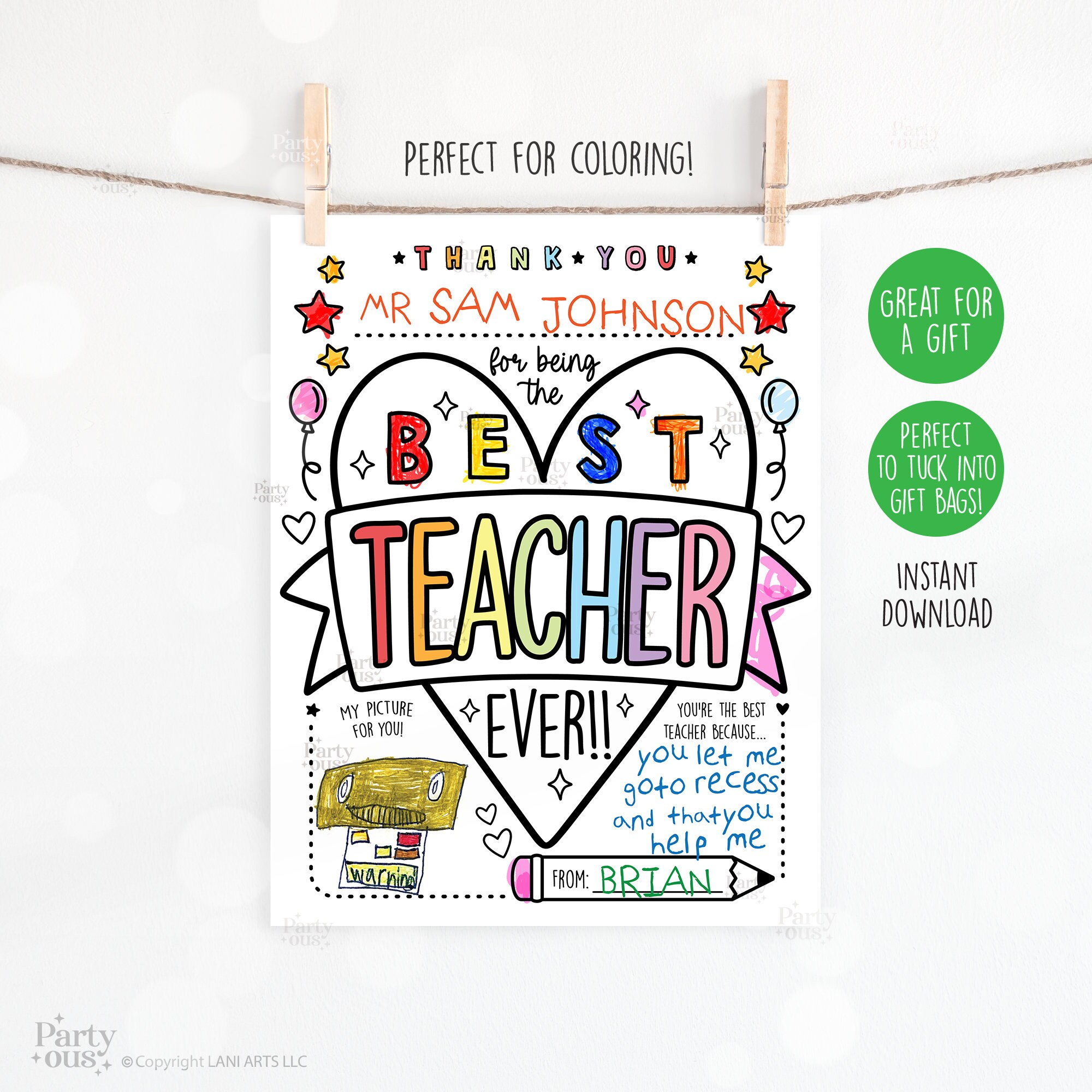 Teacher Appreciation Week Printable Teacher Appreciation Gift Thank You ...