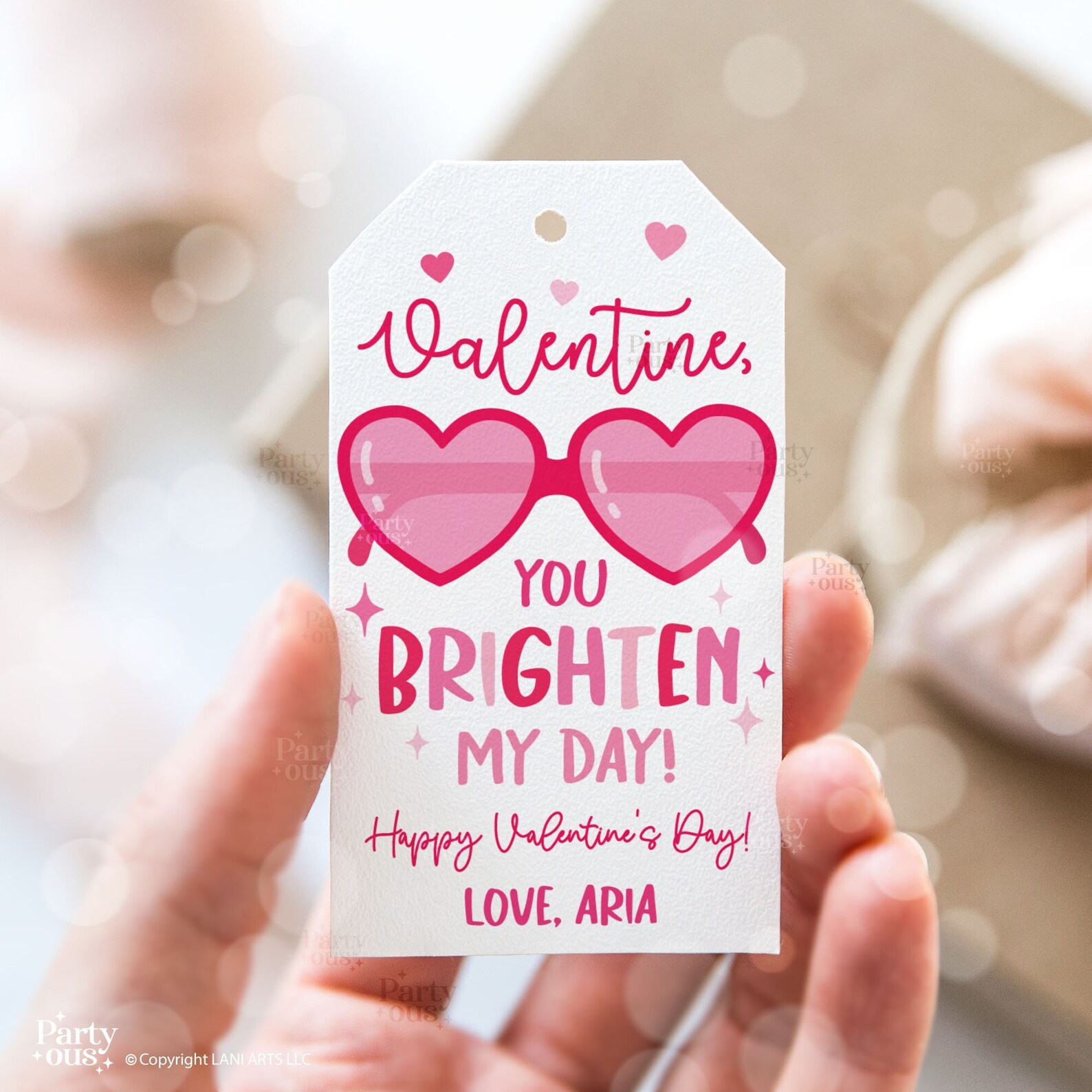 Editable Heart Sunglasses Valentines Day Gift Tag Valentine Tags Class ...