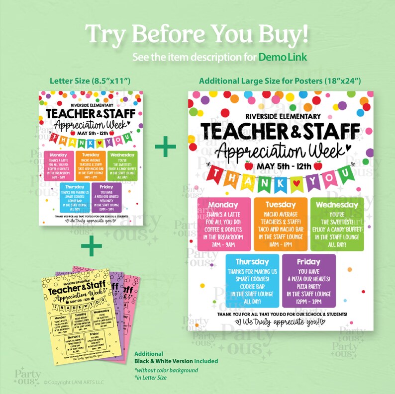 Editable Teacher Appreciation Week Itinerary Poster Teachers Staff ...