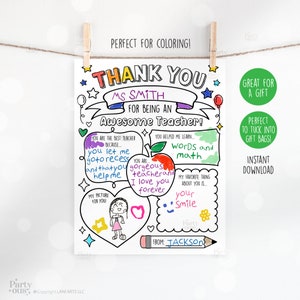 Teacher Appreciation Printable Teacher Appreciation Week Gift Thank You Teacher Gifts Coloring Pages School Kids Instant Digital Download image 7