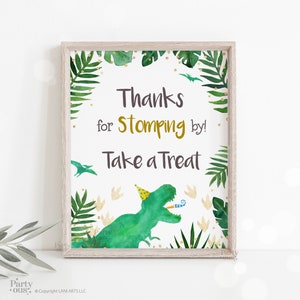Dinosaur Party Favors Sign Dino Party Birthday Party Baby Shower Sign Instant Digital Download Jurassic T Rex Printable Thank you Table Sign