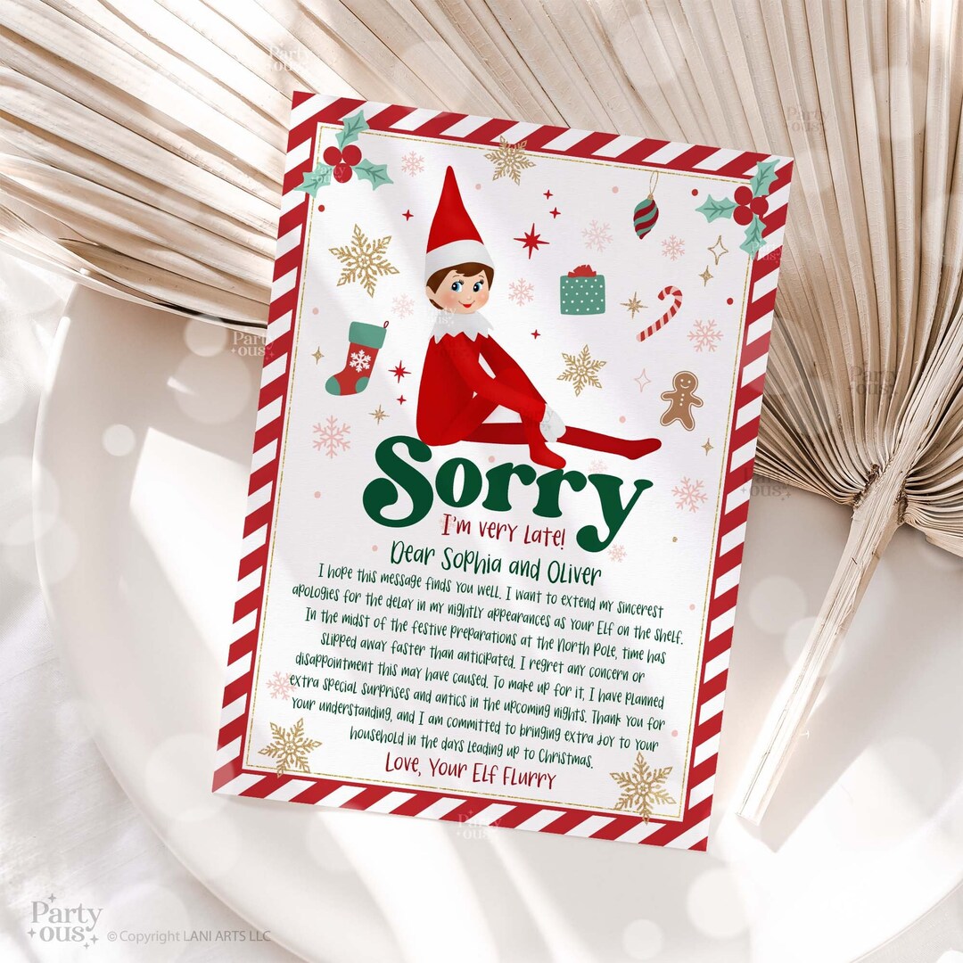 Editable Elf Late Arrival Letter Christmas Elf Last Minute Etsy UK