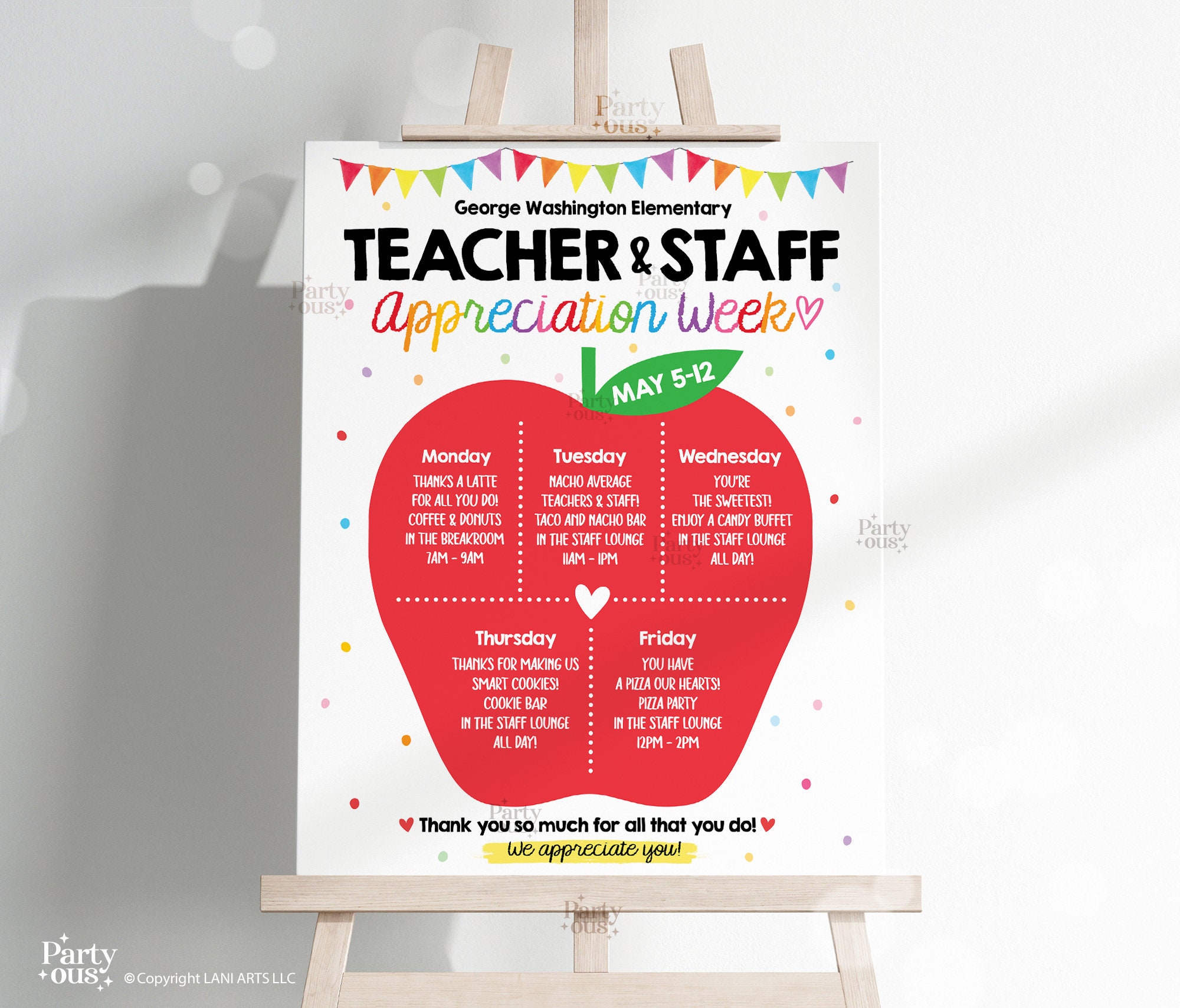 Editable Teacher Appreciation Week Itinerary Poster Teachers Staff ...