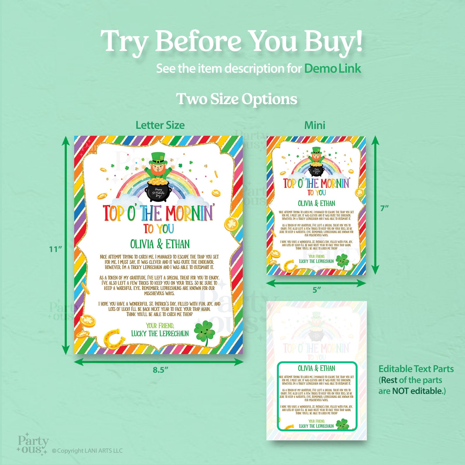Editable Leprechaun Letter Kids St. Patrick's Day Leprechaun Trap Irish