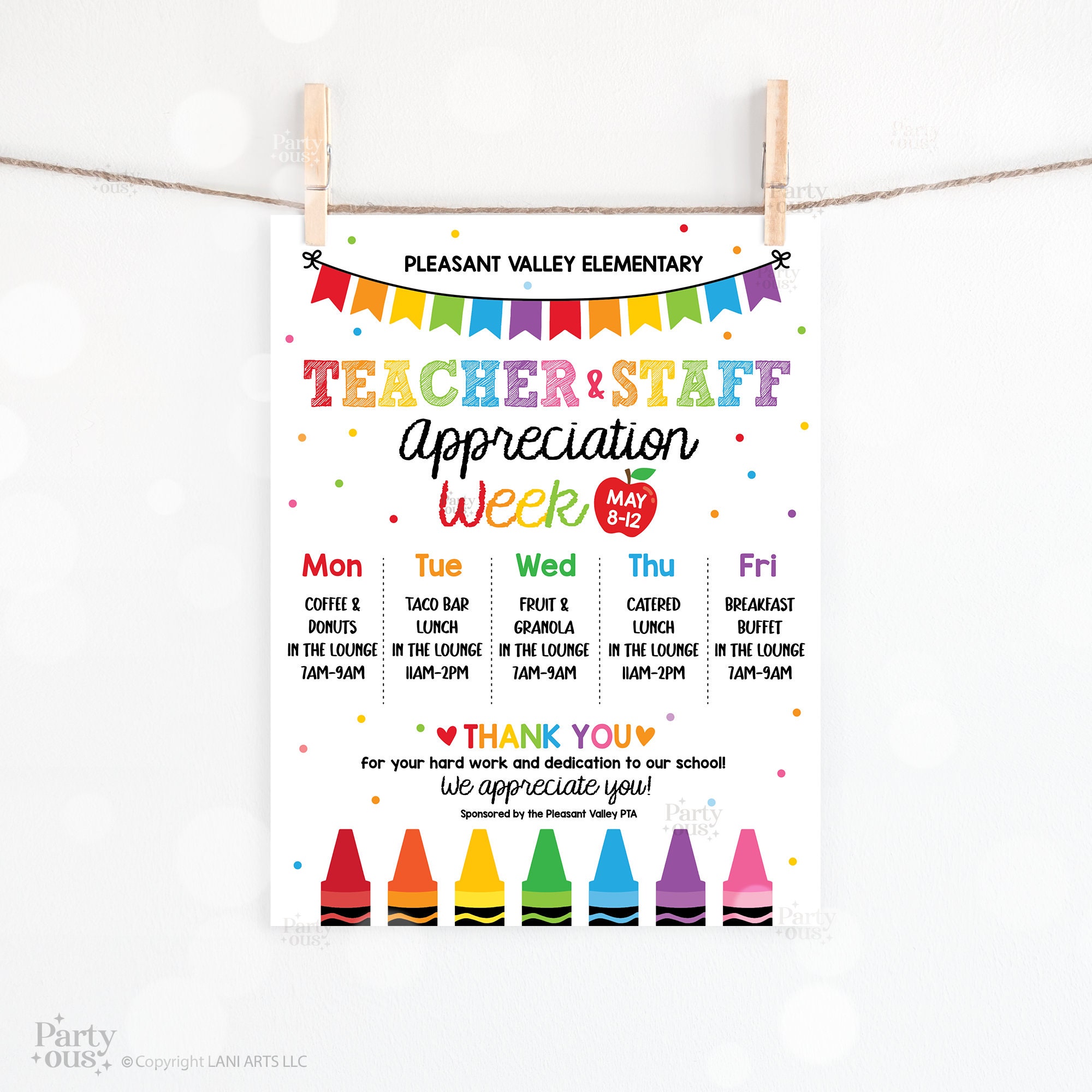Editable Teacher Appreciation Week Itinerary Poster Teachers Staff ...