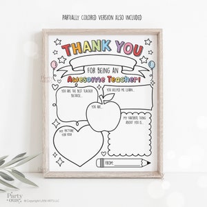 Teacher Appreciation Printable Teacher Appreciation Week Gift Thank You Teacher Gifts Coloring Pages School Kids Instant Digital Download image 5