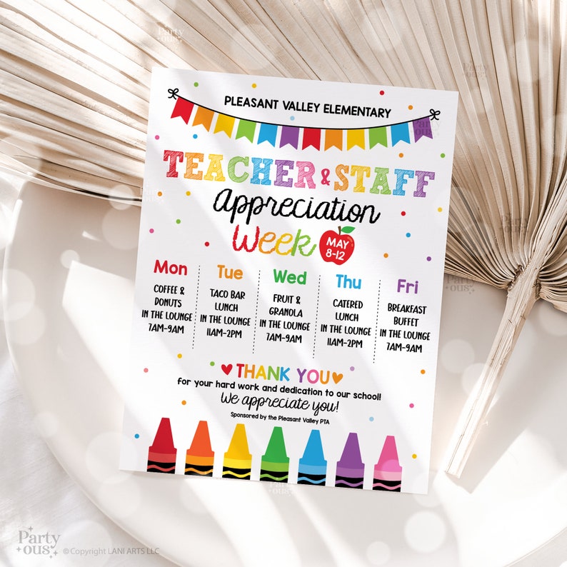 Editable Teacher Appreciation Week Itinerary Poster Teachers Staff ...