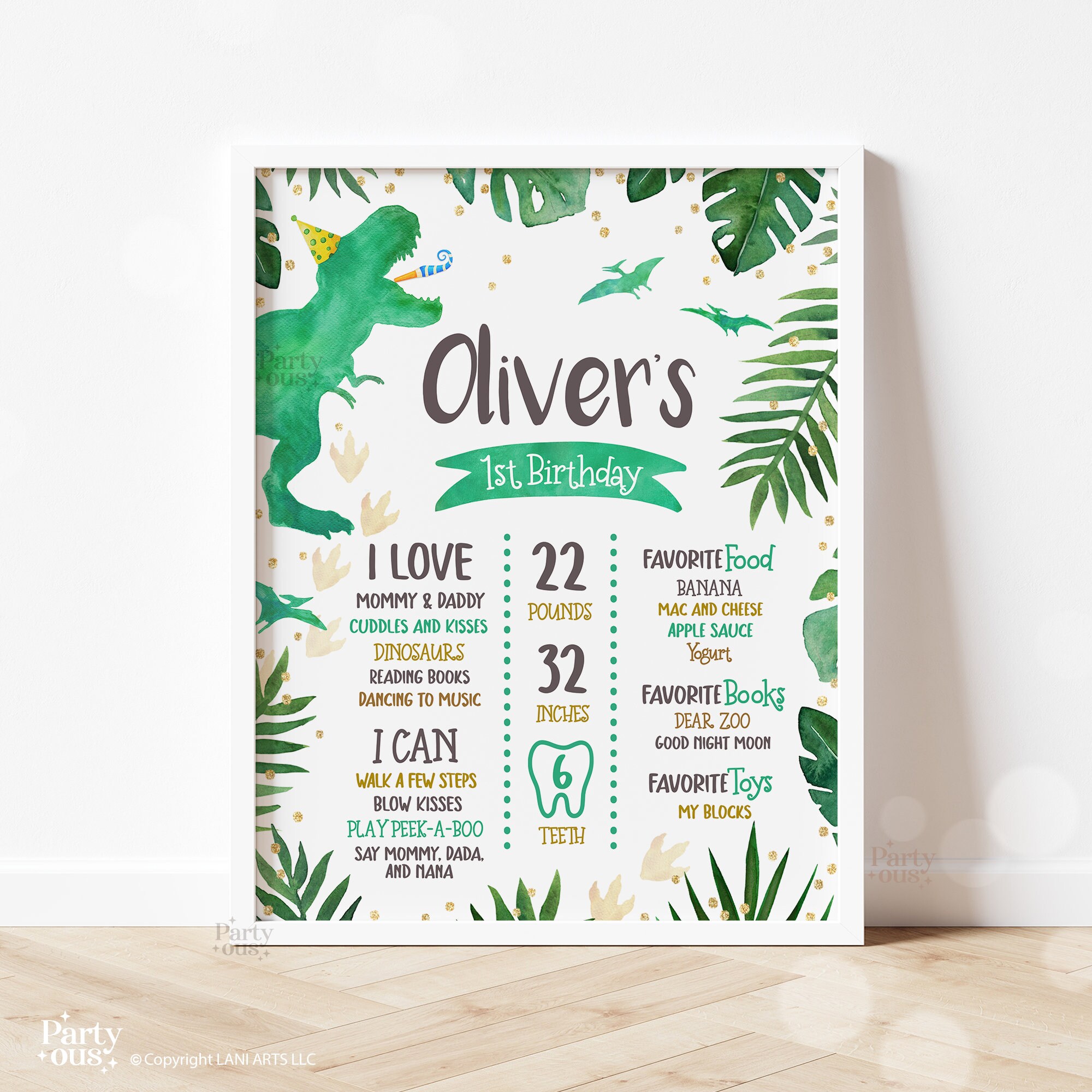 Editable Dinosaur Birthday Milestone Poster Dino Party Template Instant ...