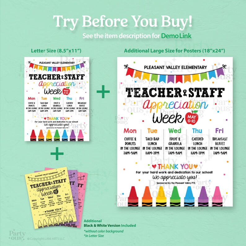 Editable Teacher Appreciation Week Itinerary Poster Teachers Staff ...