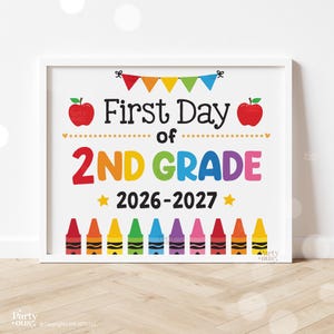 Back to School Sign First Day of School Sign Printable First Day of 2nd Grade Signs School Photo Prop Kids Teacher Instant Digital Download