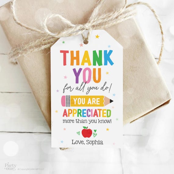 Editable Teacher Appreciation Week Gift Tags Thank You Teacher Gift Tag School Party Favor Printable Label Template Instant Digital Download