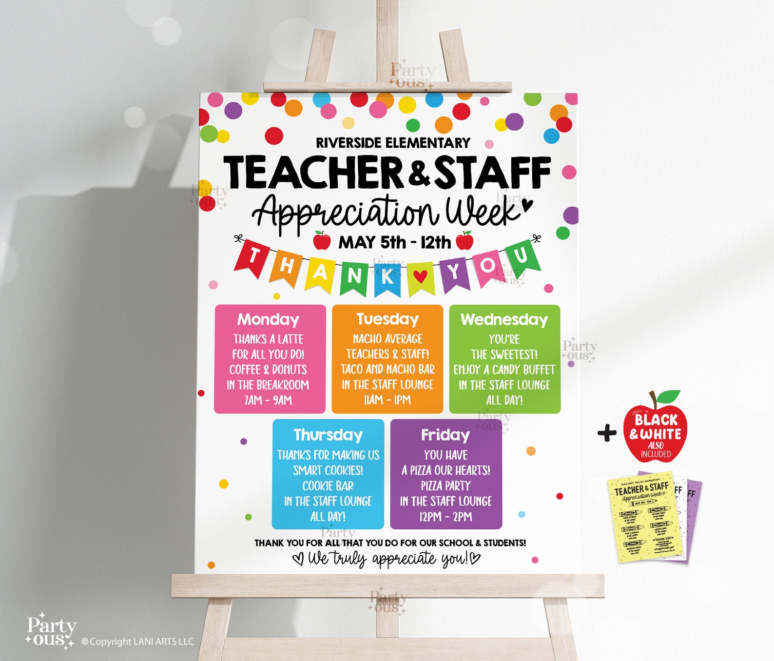Editable Teacher Appreciation Week Itinerary Poster Teachers Staff ...
