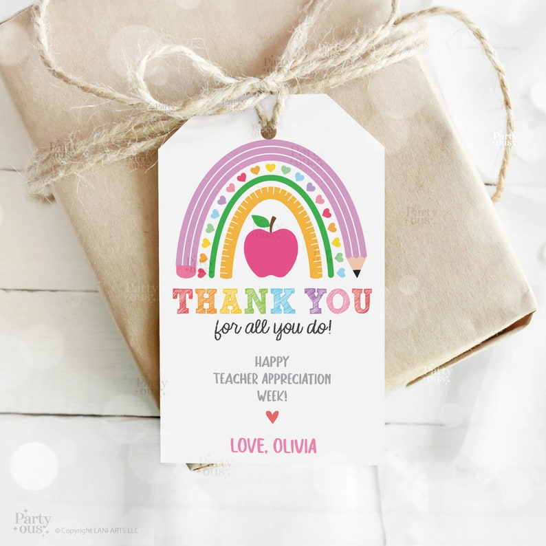 Editable Teacher Appreciation Week Gift Tags Thank You Teacher Gift Tag ...