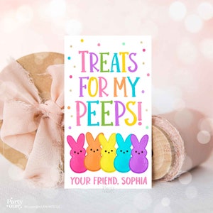 Editable Easter Gift Tags Treats For My Peeps Easter Basket Treat Tag School Party Favor Printable Label Template Instant Digital Download image 3