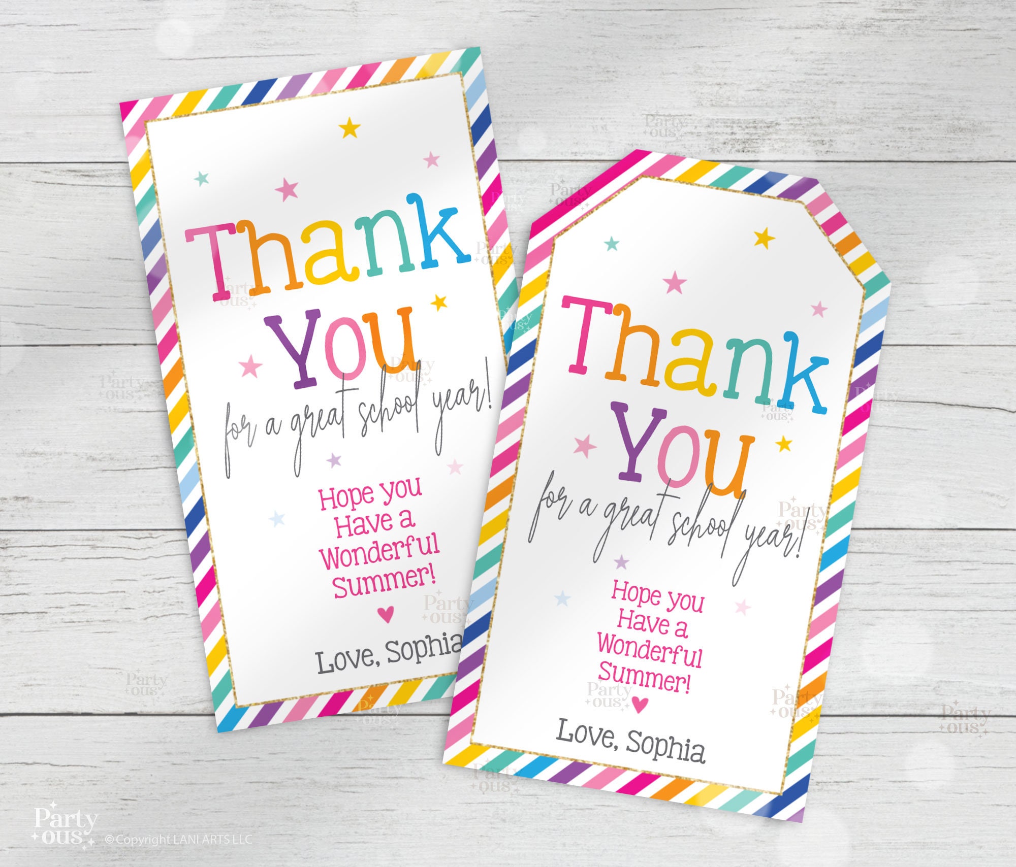 Editable Last Day of School Thank You Tags, Printable Teacher Gift ...