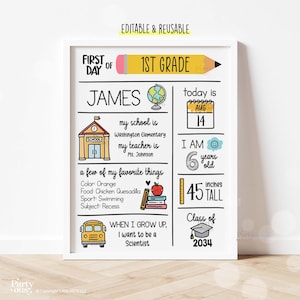 Editable Back to School Sign First Day of School Sign Printable ...