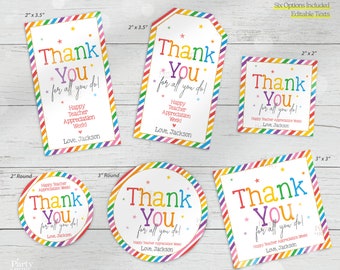 Editable Teacher Appreciation Week Gift Tags Thank You Teacher Gift Tag School Party Favor Printable Label Template Instant Digital Download