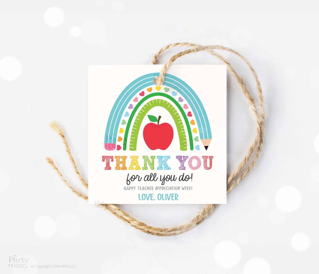Editable Teacher Appreciation Week Gift Tags Thank You Teacher Gift Tag ...